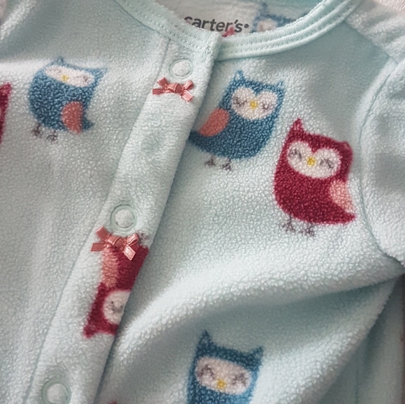 Newborn Carter's fleece footie one piece - Picture 2 of 3